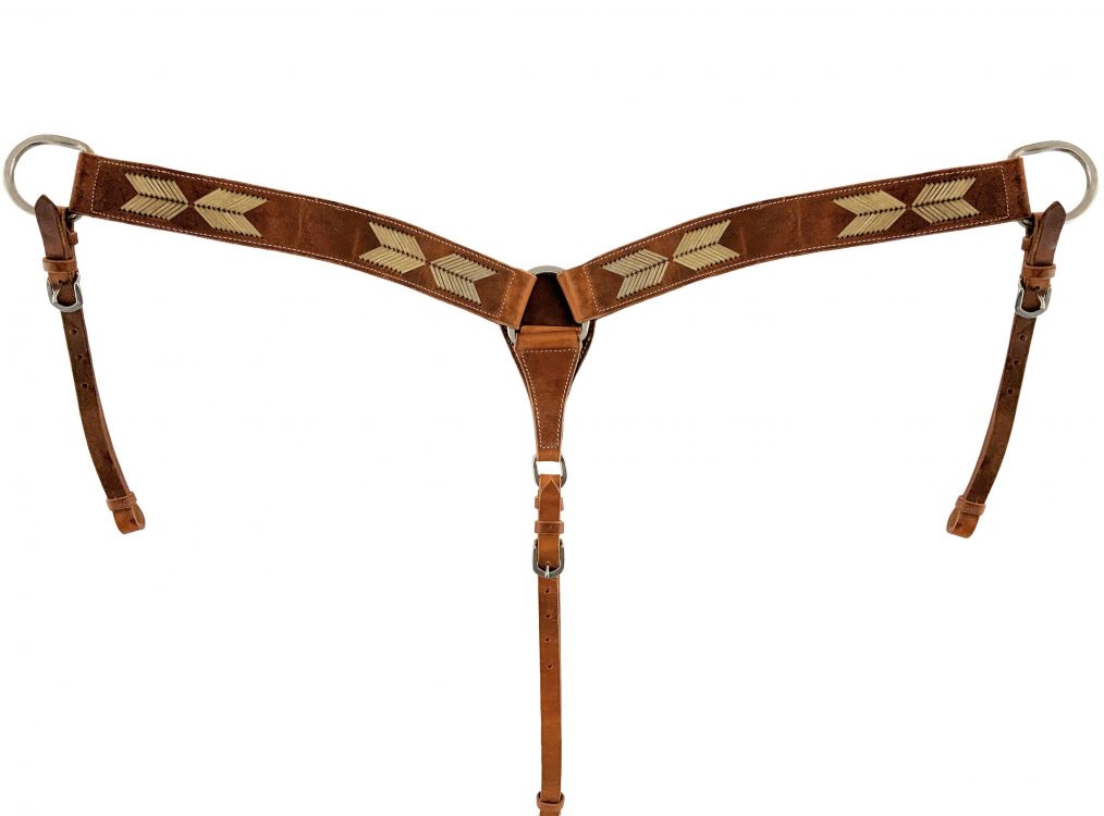 Showman Argentina Cow Leather breast collar with Rawhide Accents Breast Collar Shiloh