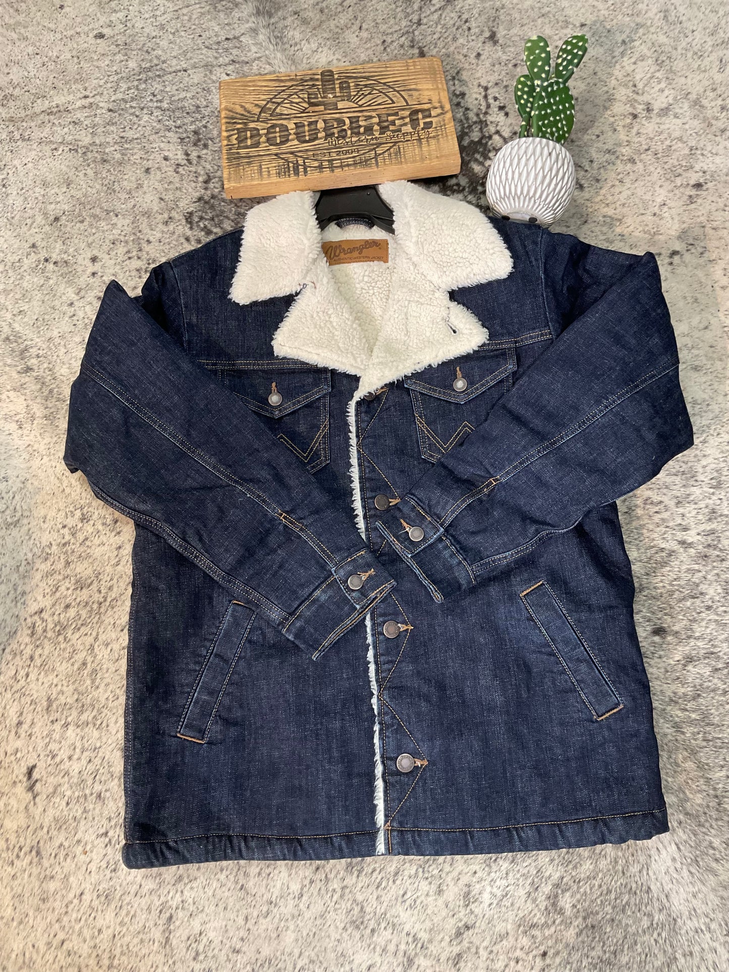 Wrangler Sherpa Lined Denim Jacket/Rustic Navy Coats & Jackets Wrangler