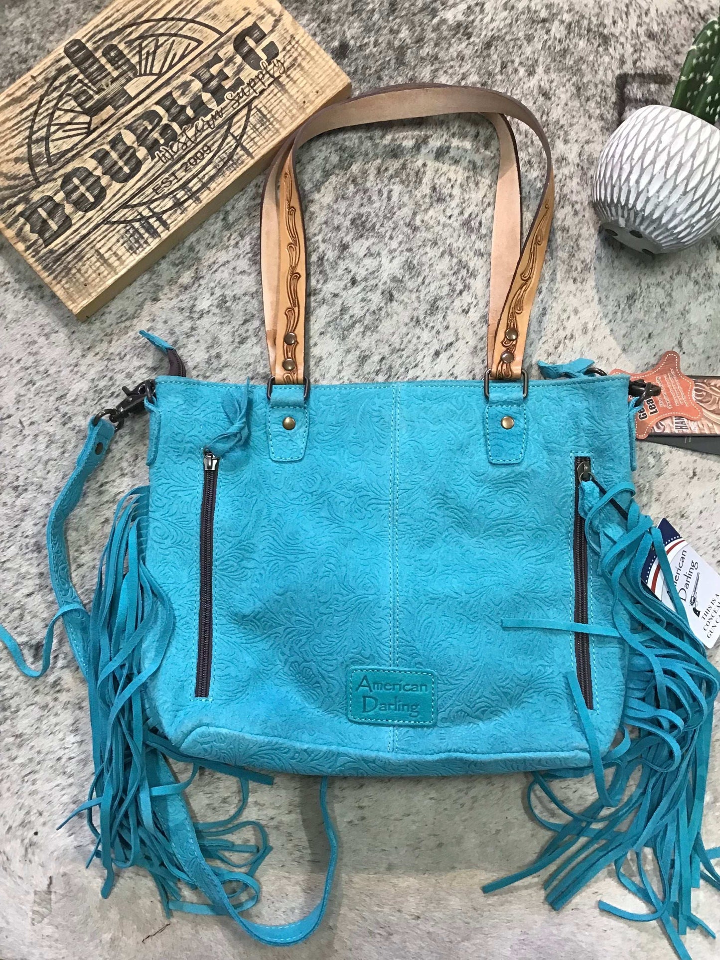 Tote Embossed Genuine Western Leather Women Bag Purse Women's american darling