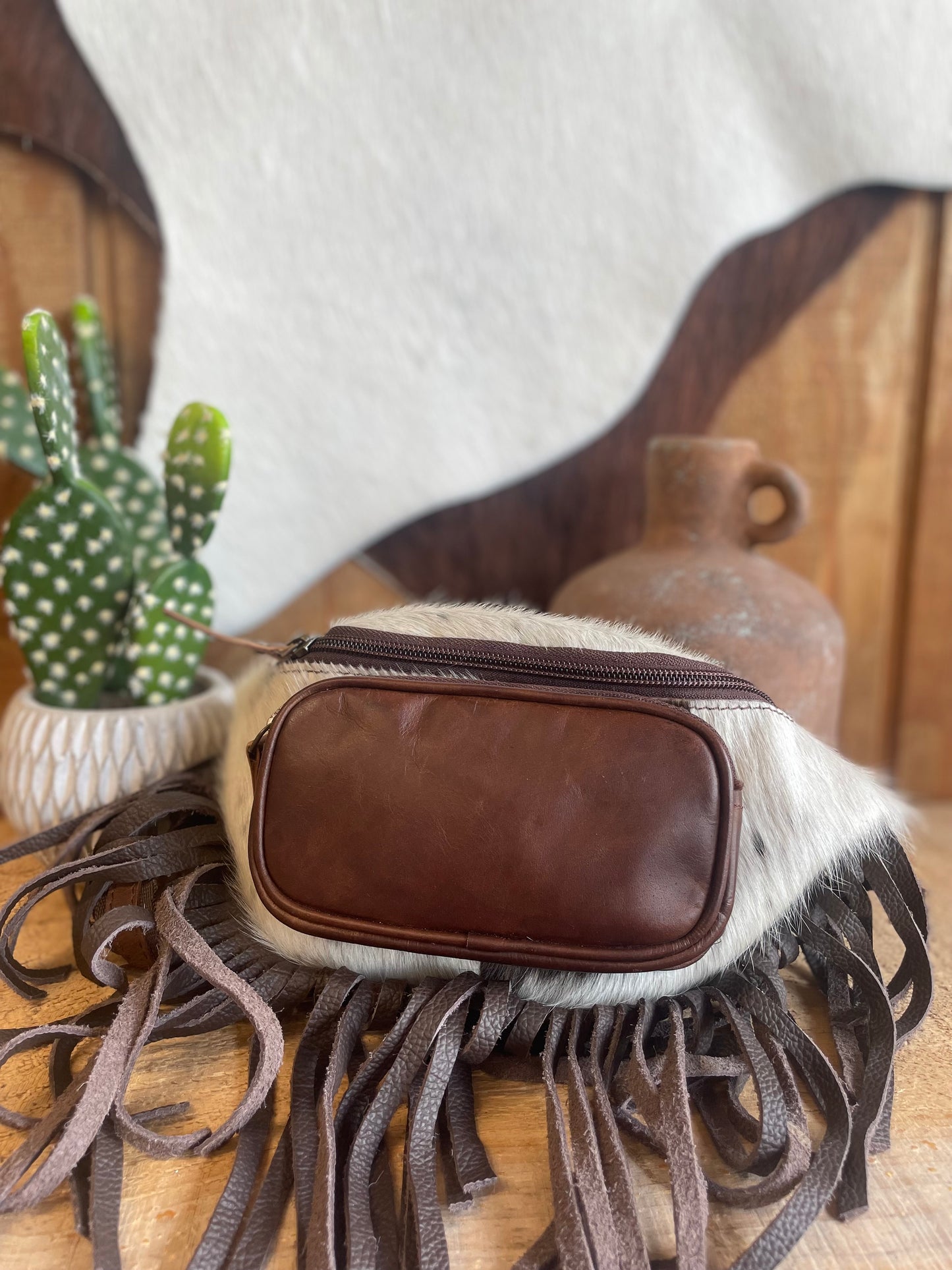 Klassy Cowgirl Genuine Leather Hair on Cowhide Fringe Fanny Pack Shiloh