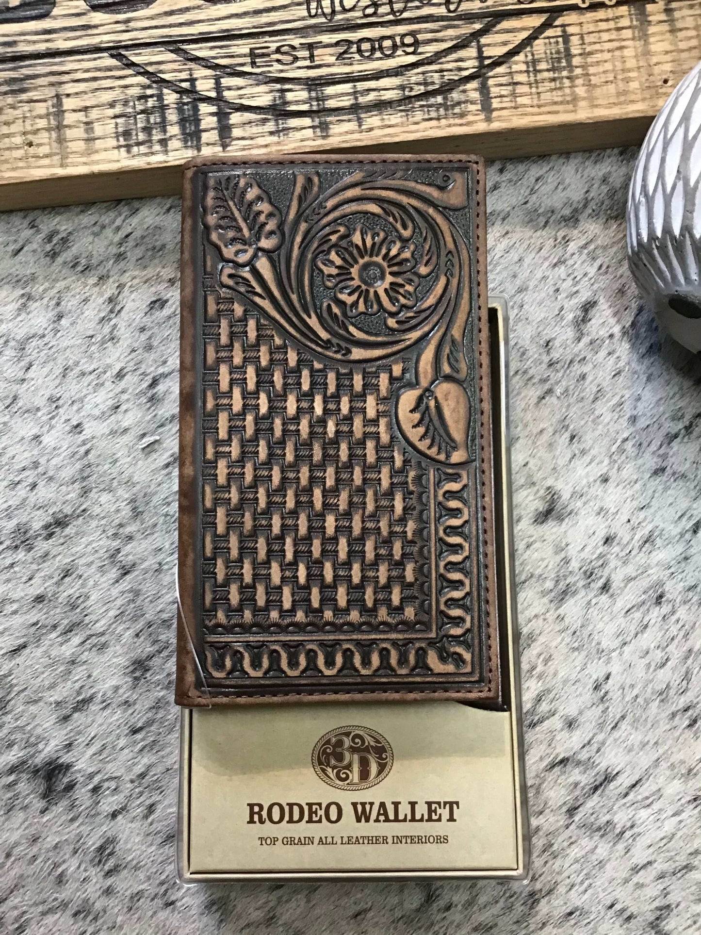 Rodeo Wallet Floral Basketweave Brown Wallet wallet M & F