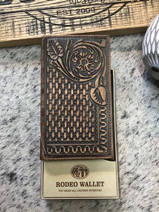 Rodeo Wallet Floral Basketweave Brown Wallet wallet M & F