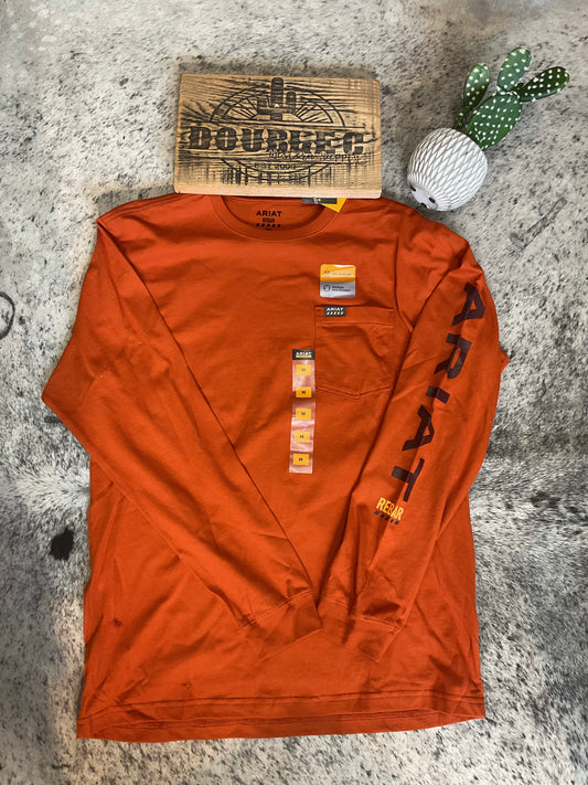 MNS Rebar Cotton Strong Standard Logo Pocket T-Shirt 10062759 Long Sleeve T Shirt ariatmens Ariat