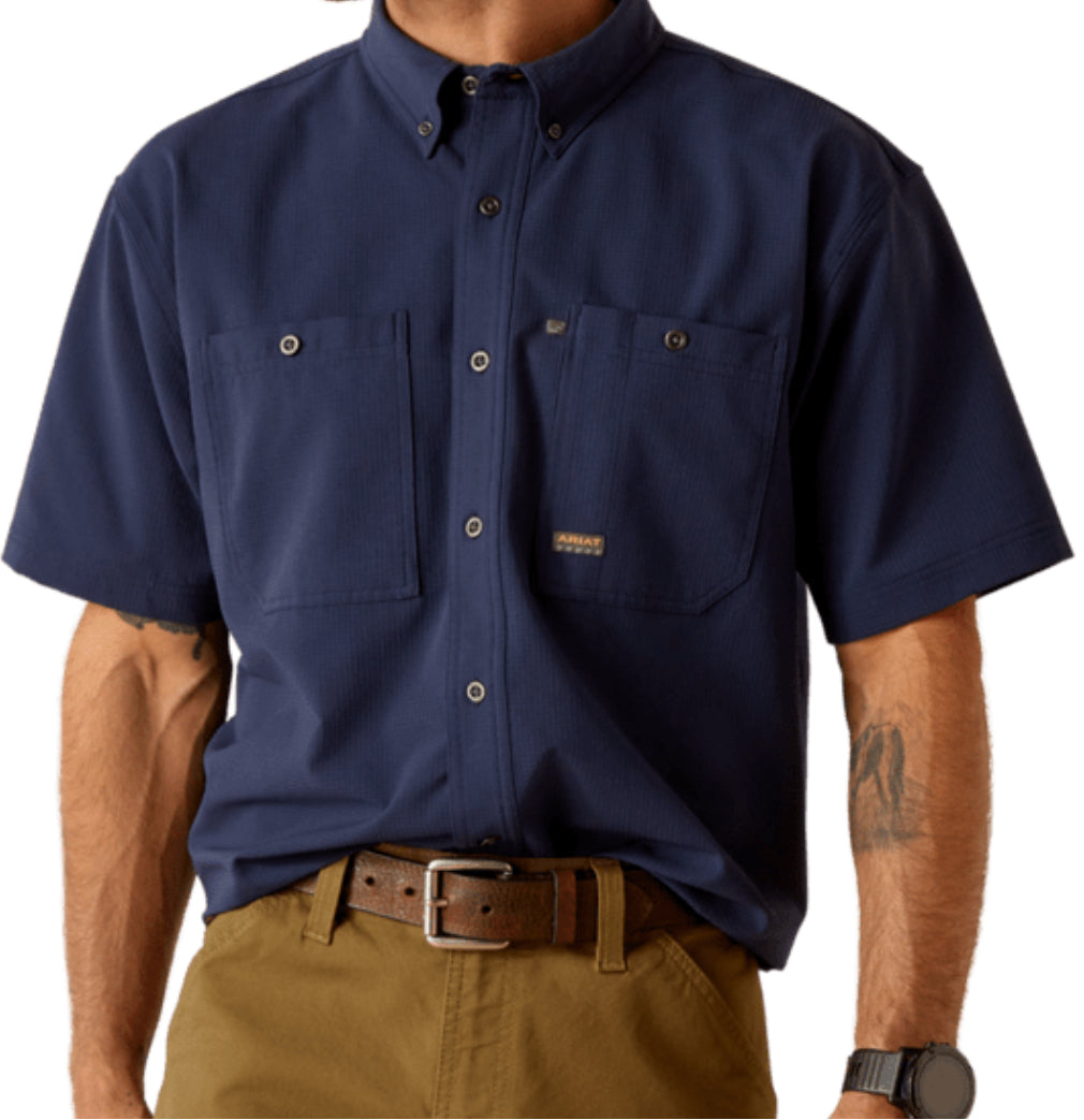 Ariat MNS Rebar Made Tough 360 AirFlow Work Shirt/Navy Ariat