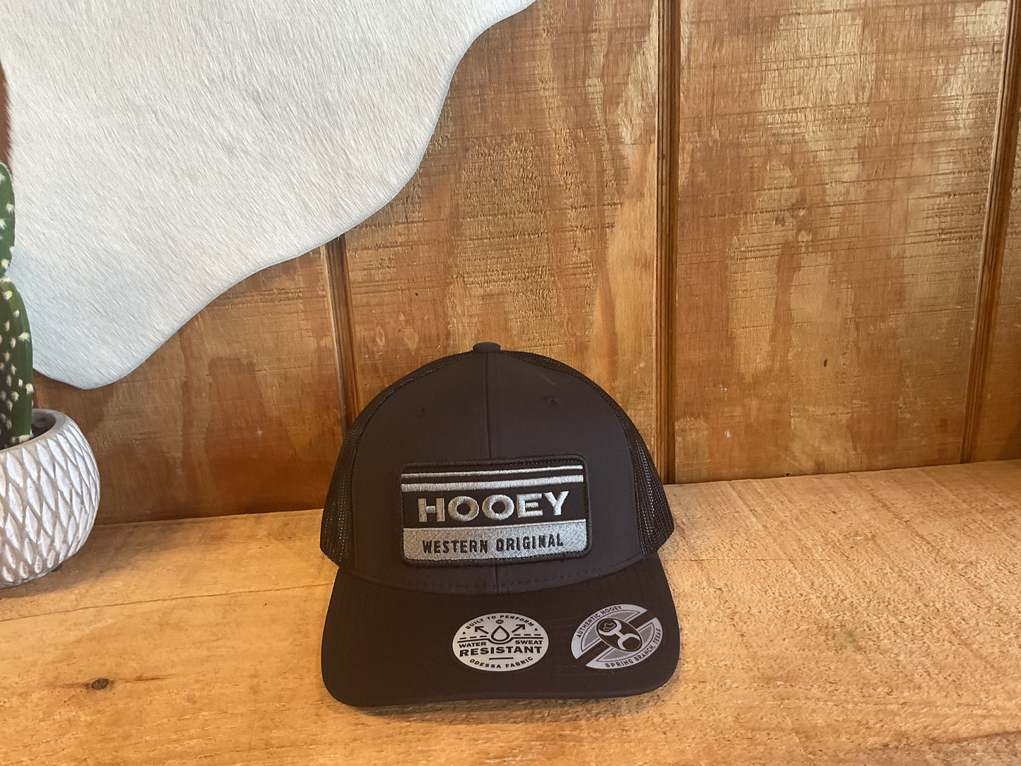 Hooey "Horizon" Black w/Black and Grey Patch Hat Caps Hooey