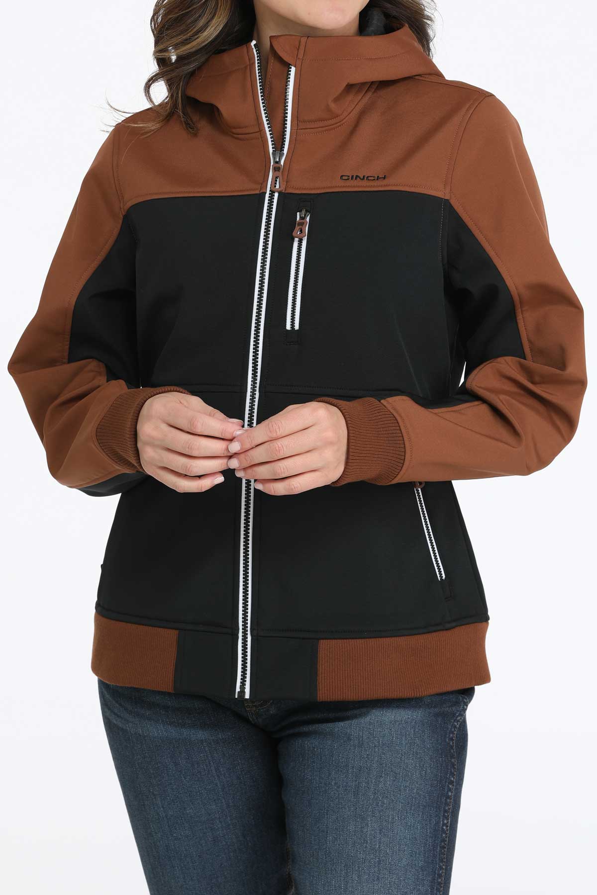 Cinch Women's Bonded Hoodie Jacket - Black/Brown