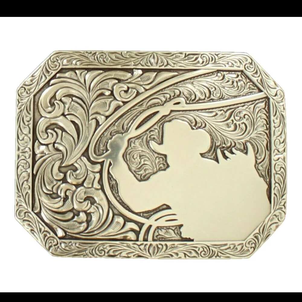 Nocona Men's Roping Cowboy Silver Belt Buckle Belt Buckle M&F