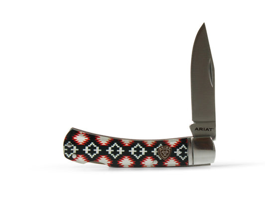 ARIAT RED WHITE AZTEC PATTERN 3" - ACC KNIVES Knife M&F
