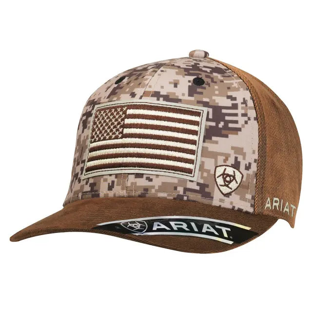 Ariat Men's Brown Digital Camo Cap with Patriot Flag Patch Cap mom dad grads M & F