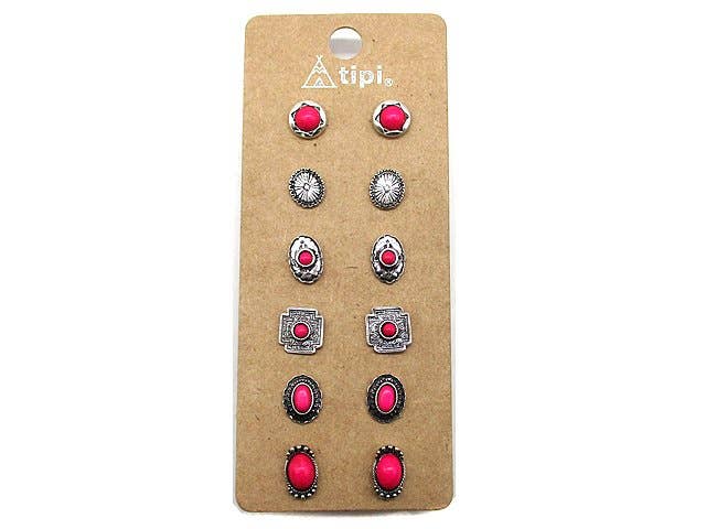Western 6 Pair Dainty Post Earring Set Earrings Snowing West