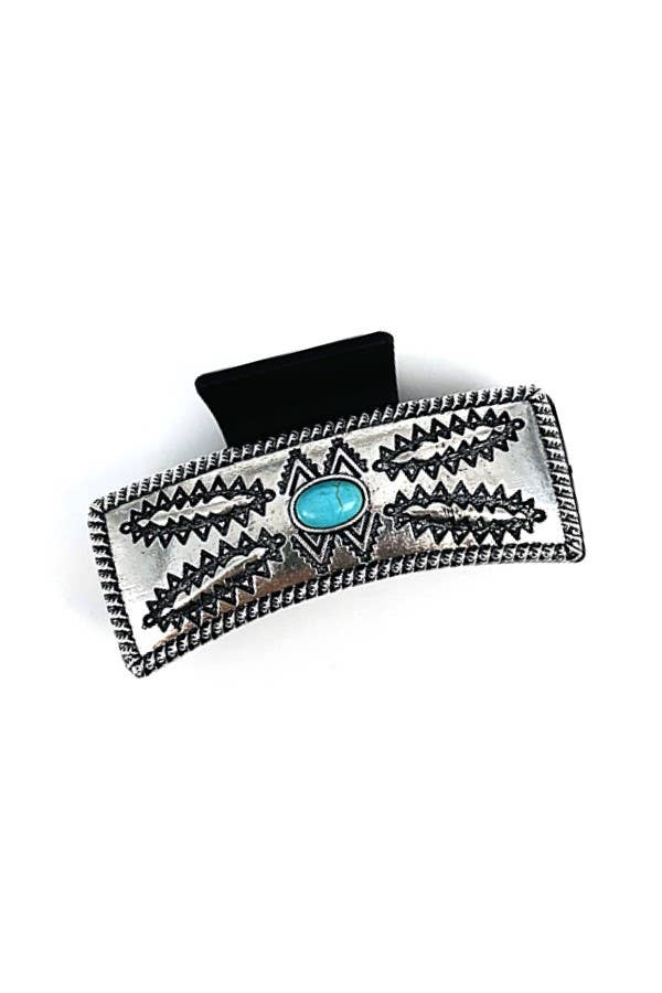 WESTERN STYLE TURQUOISE CASTING HAIR CLAW Hair Clip Snowing West