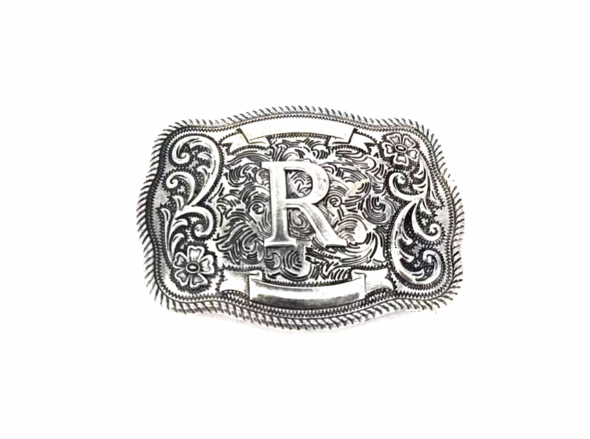 Western Filigree Initial Belt Buckle Belt R Snowing West