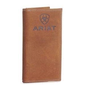 Ariat® Men's Brown Leather Wallet With Ariat Word and Shield Logo wallets Ariat