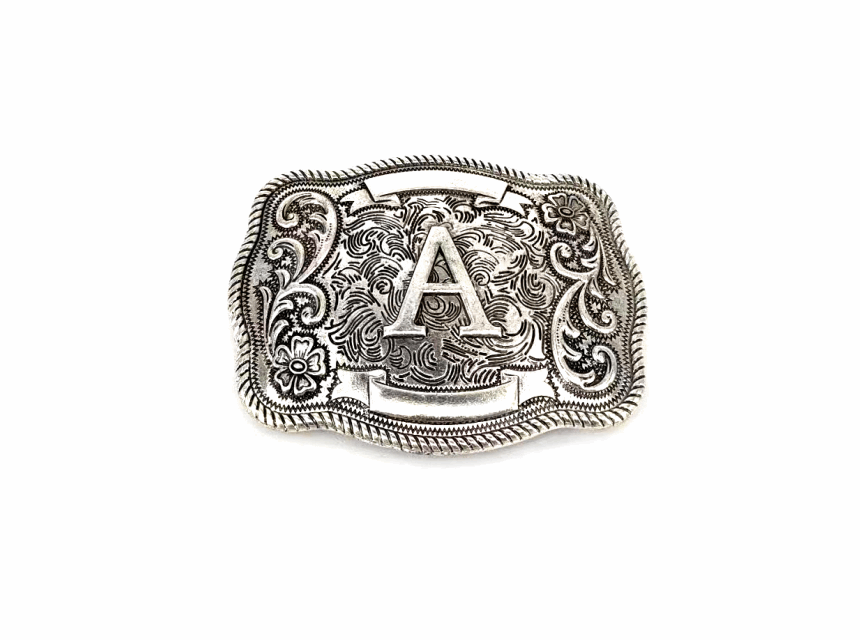 Western Filigree Initial Belt Buckle Belt A Snowing West