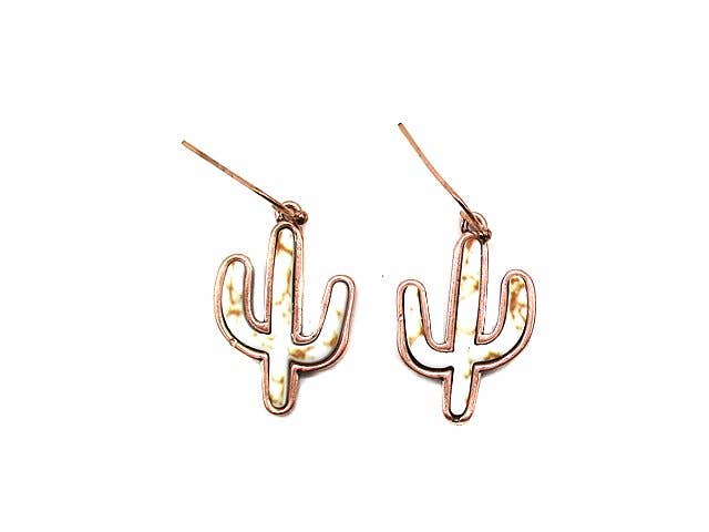 Western Cactus Turquoise Stone Dangle Earring Earrings Snowing West