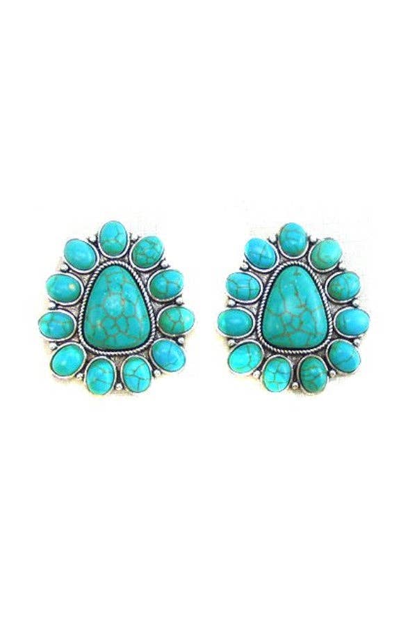 WESTERN CONCHO POST EARRINGS Earrings TURQUOISE Snowing West