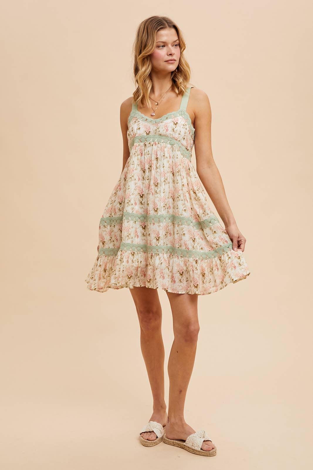 LACE CONTRAST FLORAL MINI DRESS dress Women's In Loom