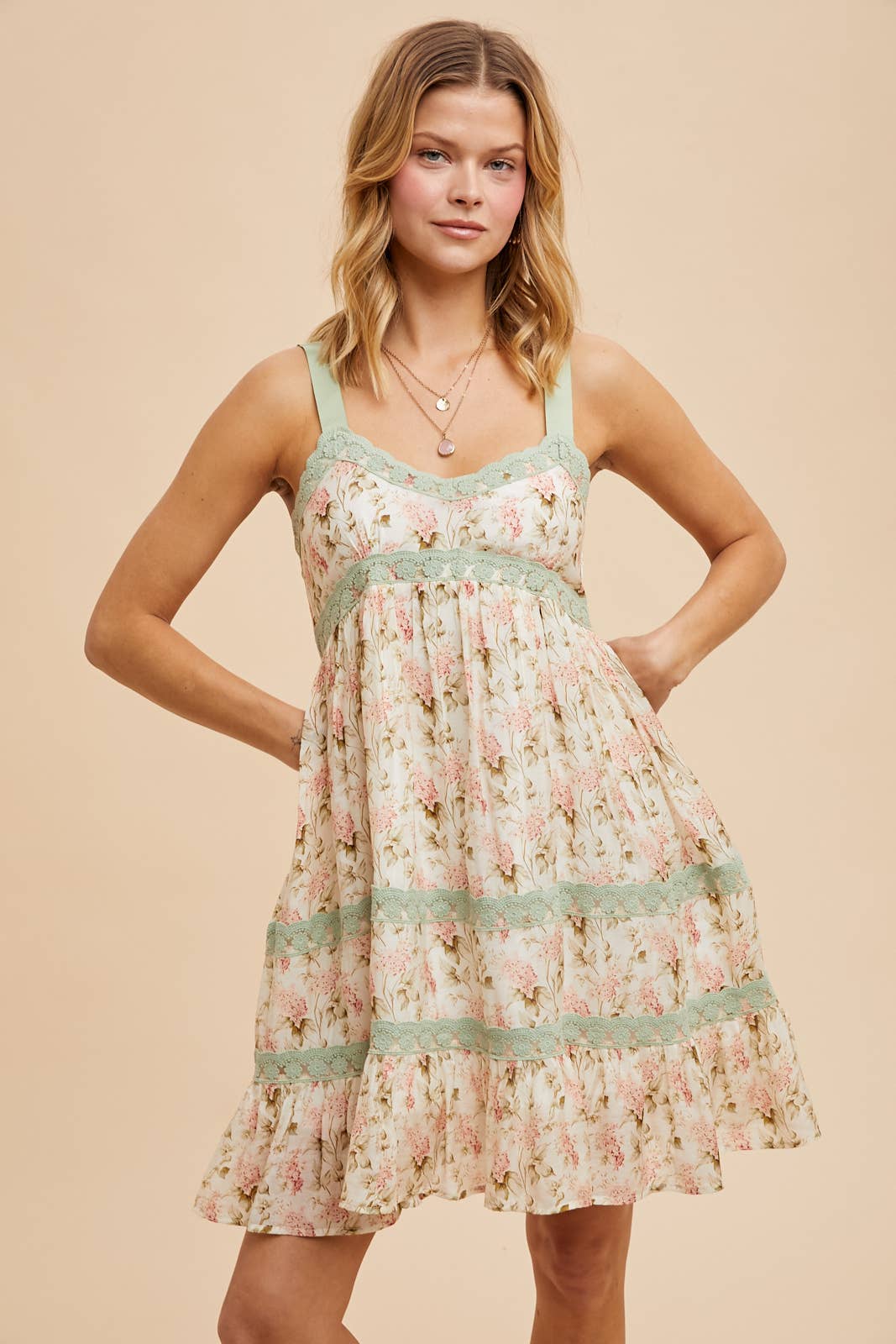 LACE CONTRAST FLORAL MINI DRESS dress Women's In Loom