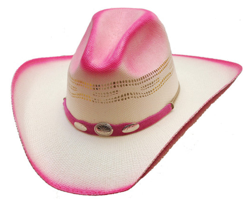 Pink Straw Western With Silver Concho/Kids Western express