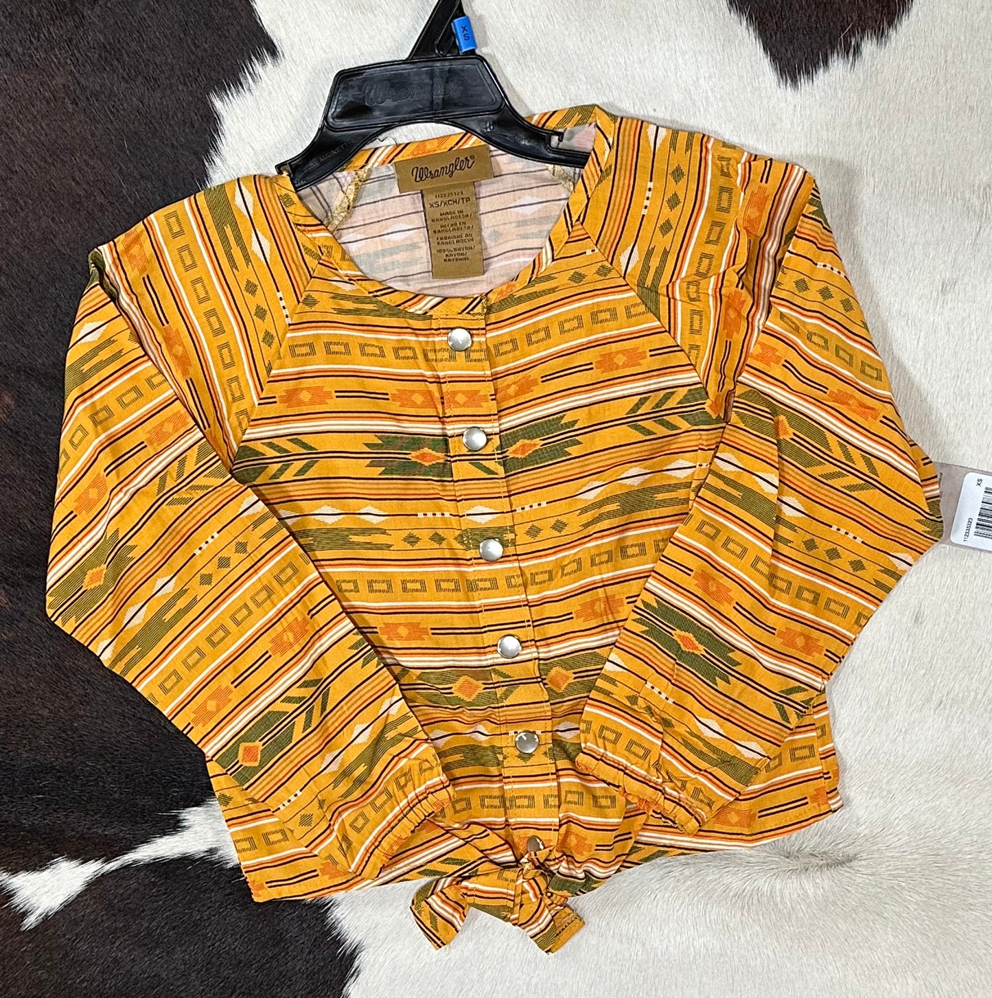 Wrangler Girls Long Sleeve Aztec Button Up Wrangler