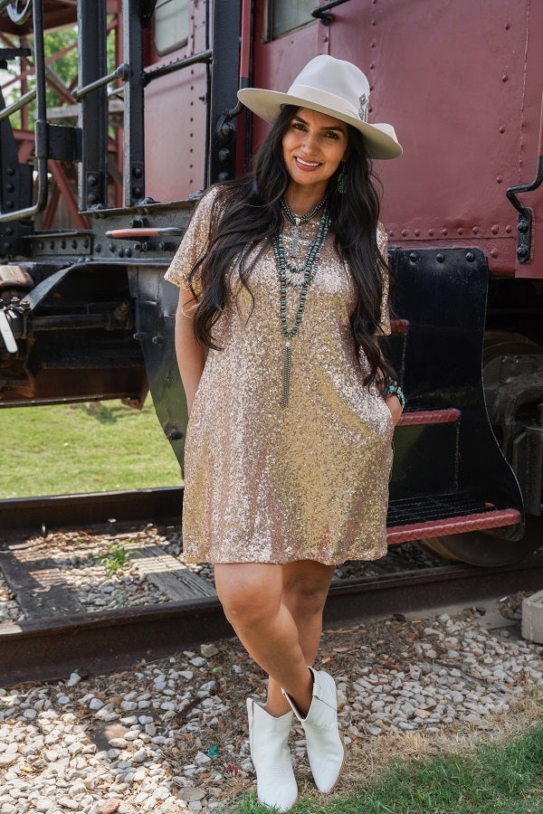 Gold Sequin Dress Double C Western Supply