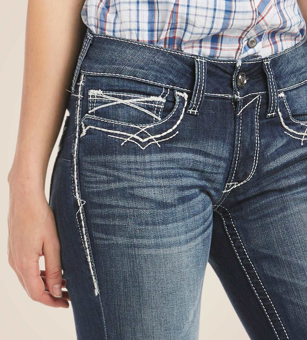 Ariat R.E.A.L. Marine Mid Rise Stretch Entwined Boot Cut Jean Jeans ariatwomens Women's Ariat