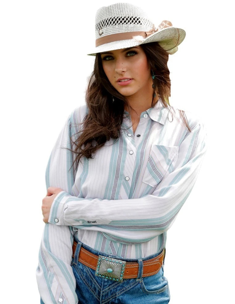 Cruel Girl Western Shirt Womens Stripe L/S Snaps Lilac Shirt Women's Cinch