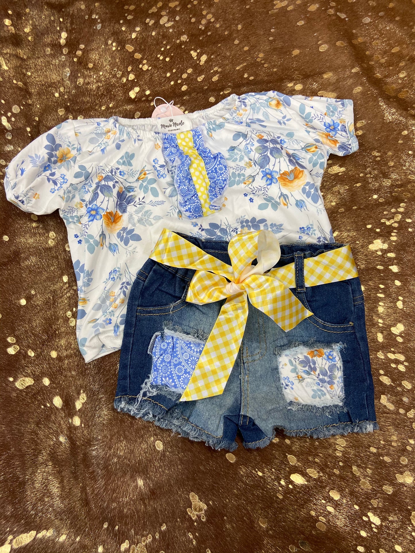 Cornflower Blue floral denim outfit Double C Western Supply