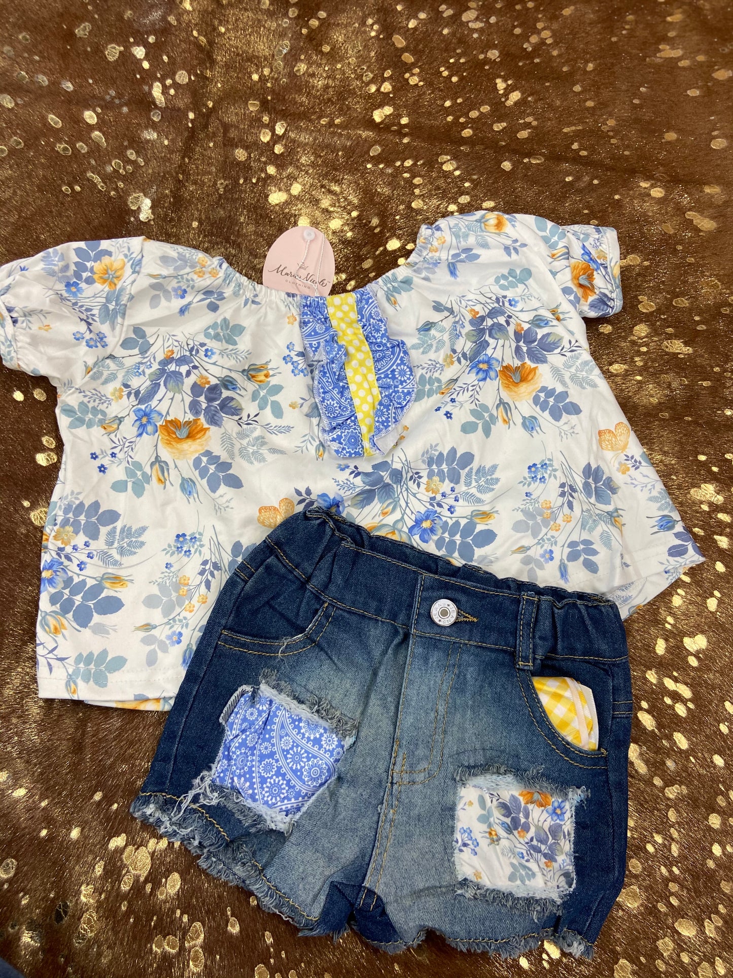 Cornflower Blue floral denim outfit Double C Western Supply
