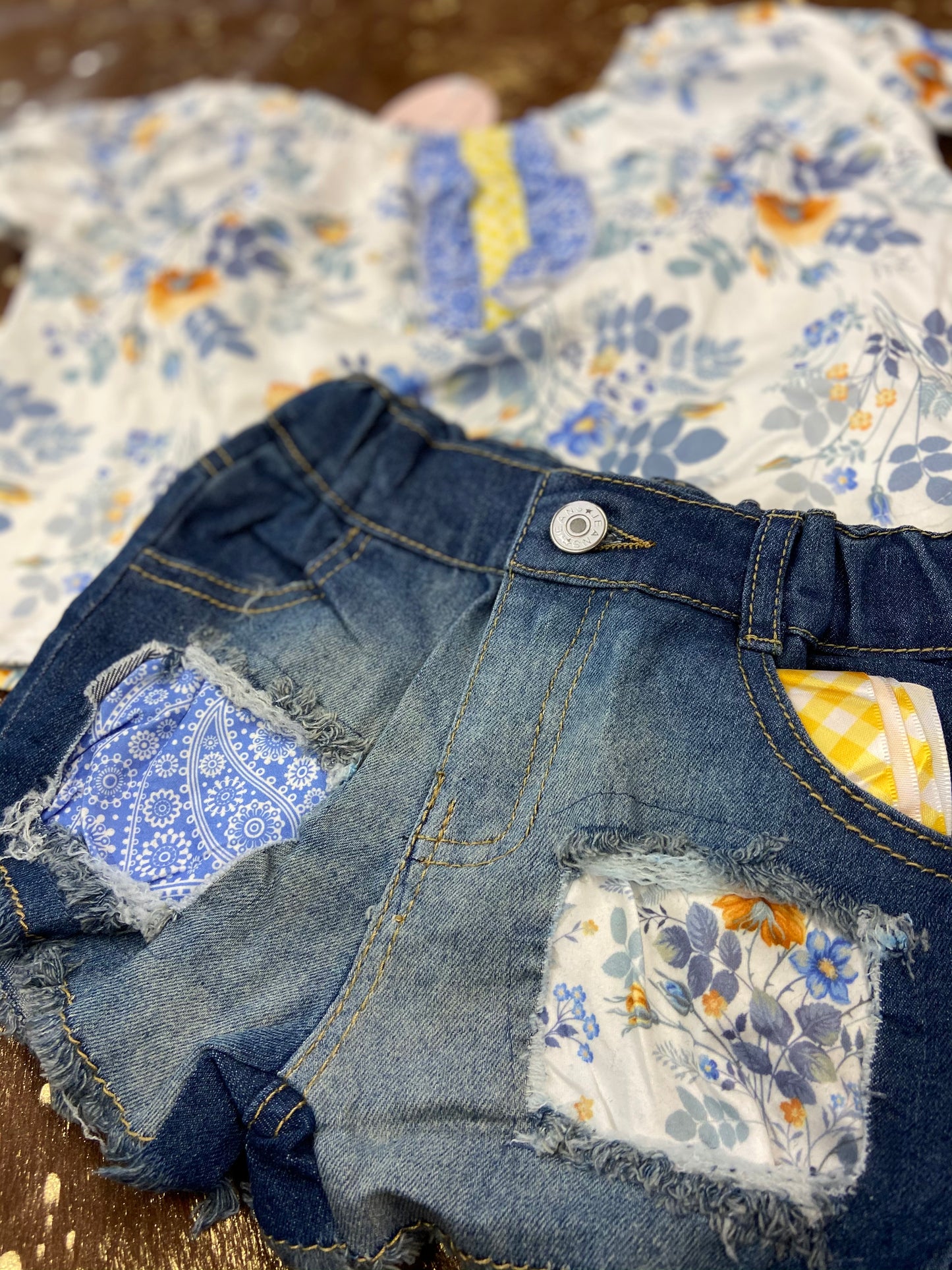 Cornflower Blue floral denim outfit mom dad grads Double C Western Supply