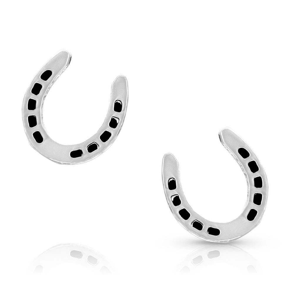 Earrings ER4442, LUCKY YOU GOLD HORSESHOE- SILVER JEWELRY Montana Silversmiths