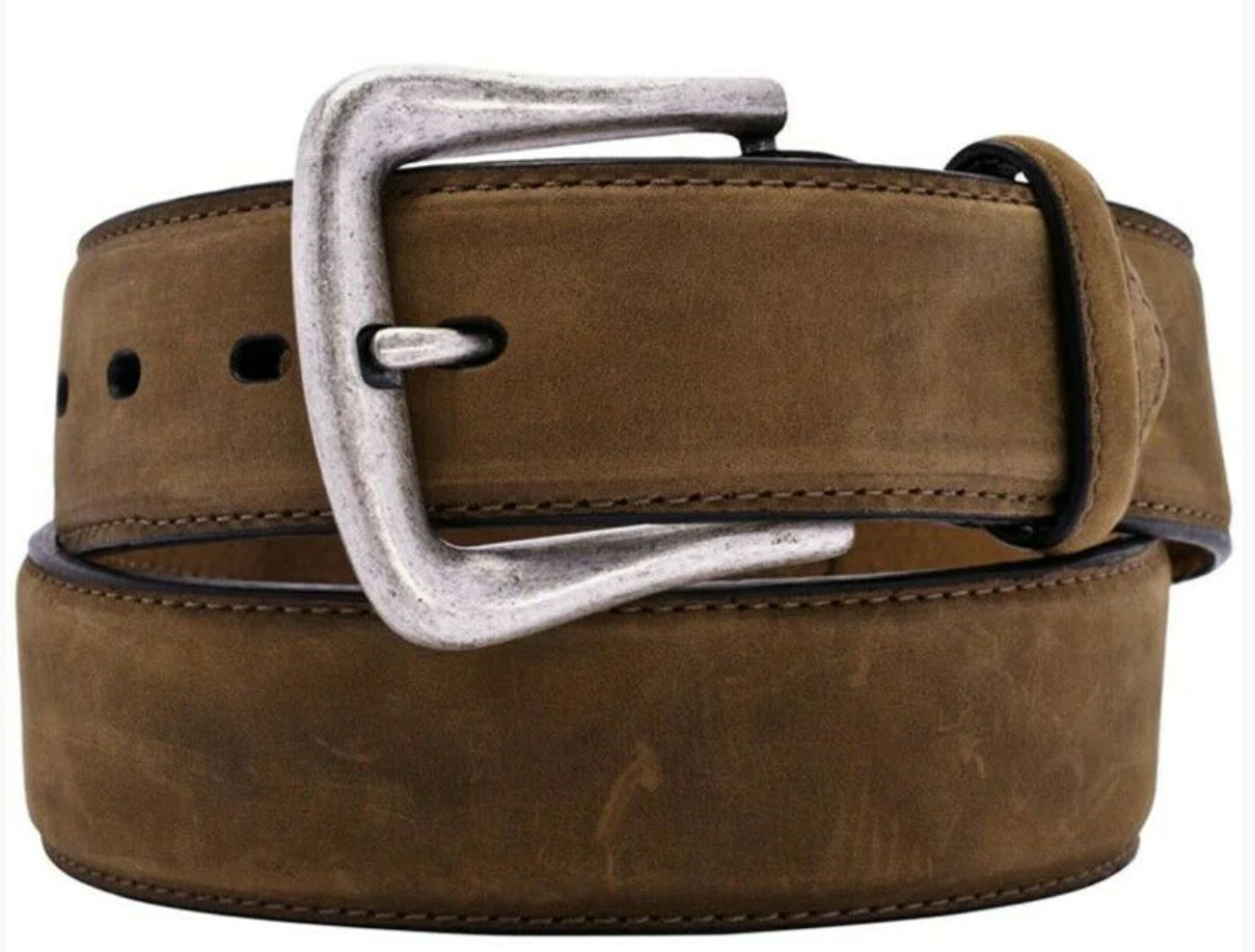 Nocona Men's Distressed Brown Western Overlay Leather Belt M & F