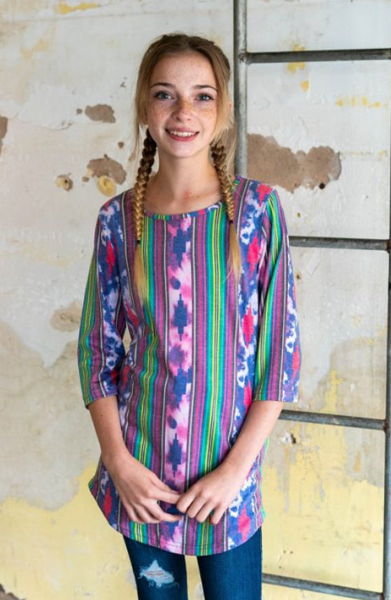 Lucky & Blessed SERAPE TIE DYE GIRLS BASIC TEE Children’s Clothing mom dad grads Lucky & Blessed