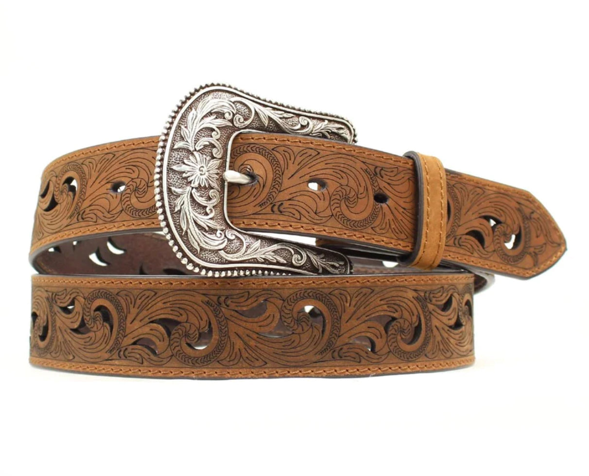 Ariat Ladies Scroll Paisley 1.5" Brown Leather Belt A1514802 Women's Ariat