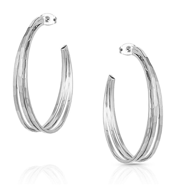Cut Trio Hoop Earrings Women's Montana Silver Smith