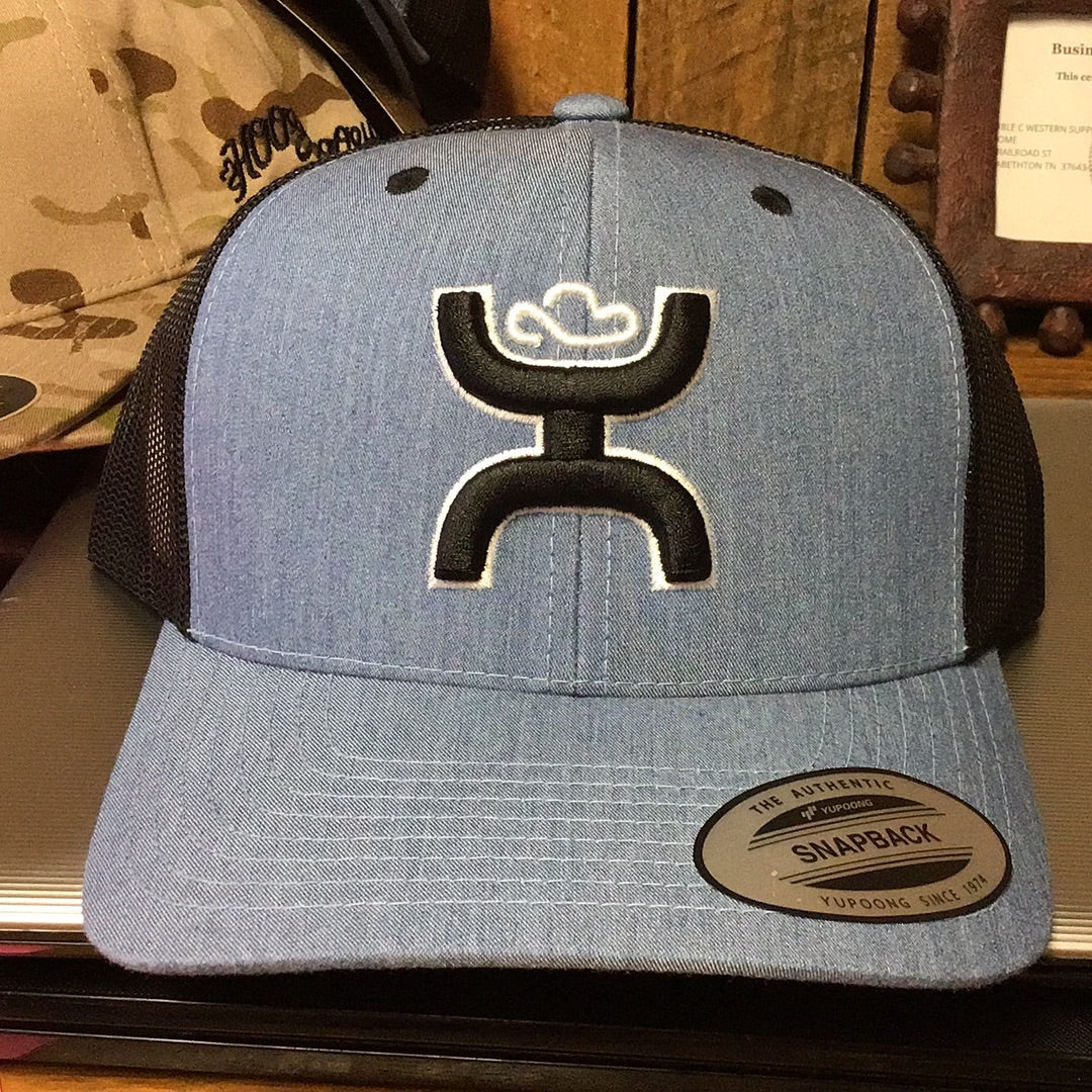 “Sterling” Hooey Cap Hats Denim Black with Black white Hooey Logo Hooey
