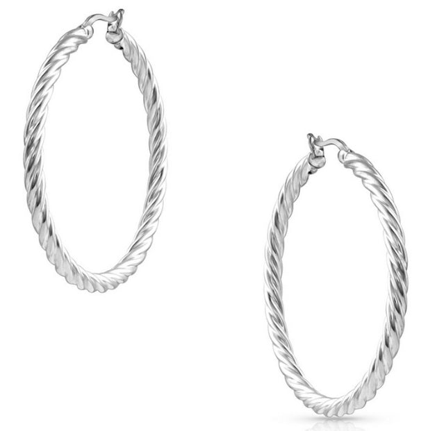 Montana Silversmiths Earrings Womens Roped Latch Hoop Women's Montana Silversmiths