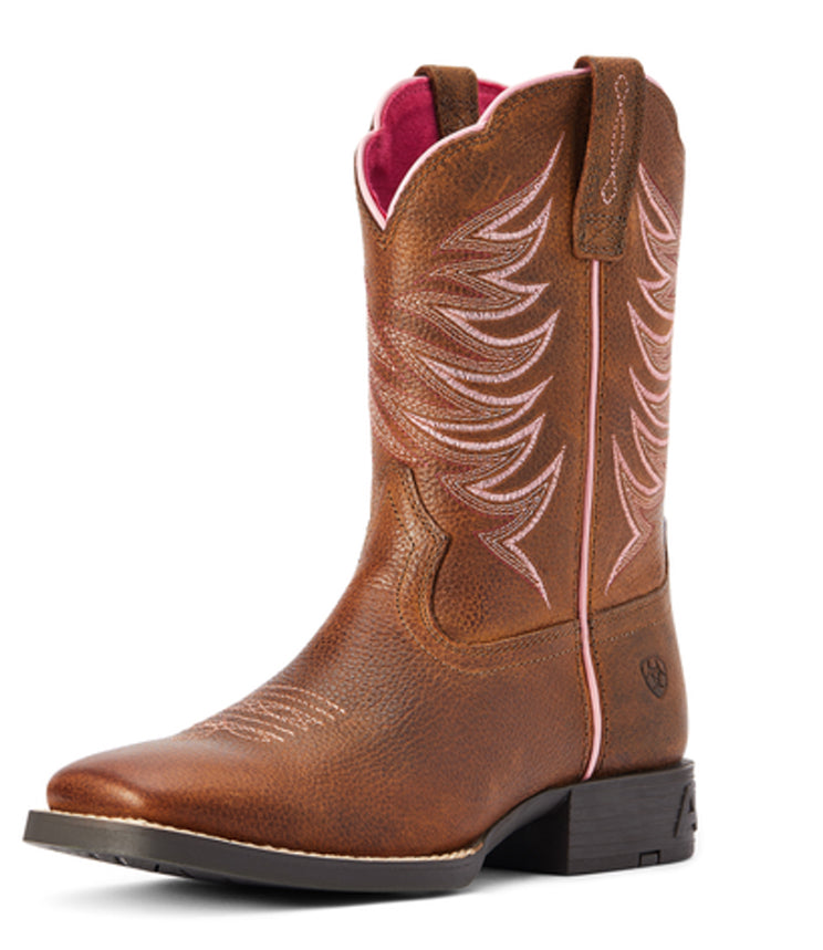 Ariat® Youth Girl's Firecatcher Rowdy Brown Square Toe Boots 10042413 Shoes ariatfootwear Double C Western Supply