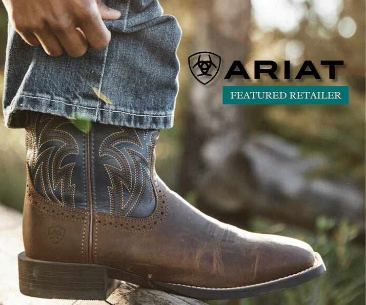 Selection of Ariat boots and shoes featuring rugged work boots, stylish Western boots, and comfortable casual footwear.