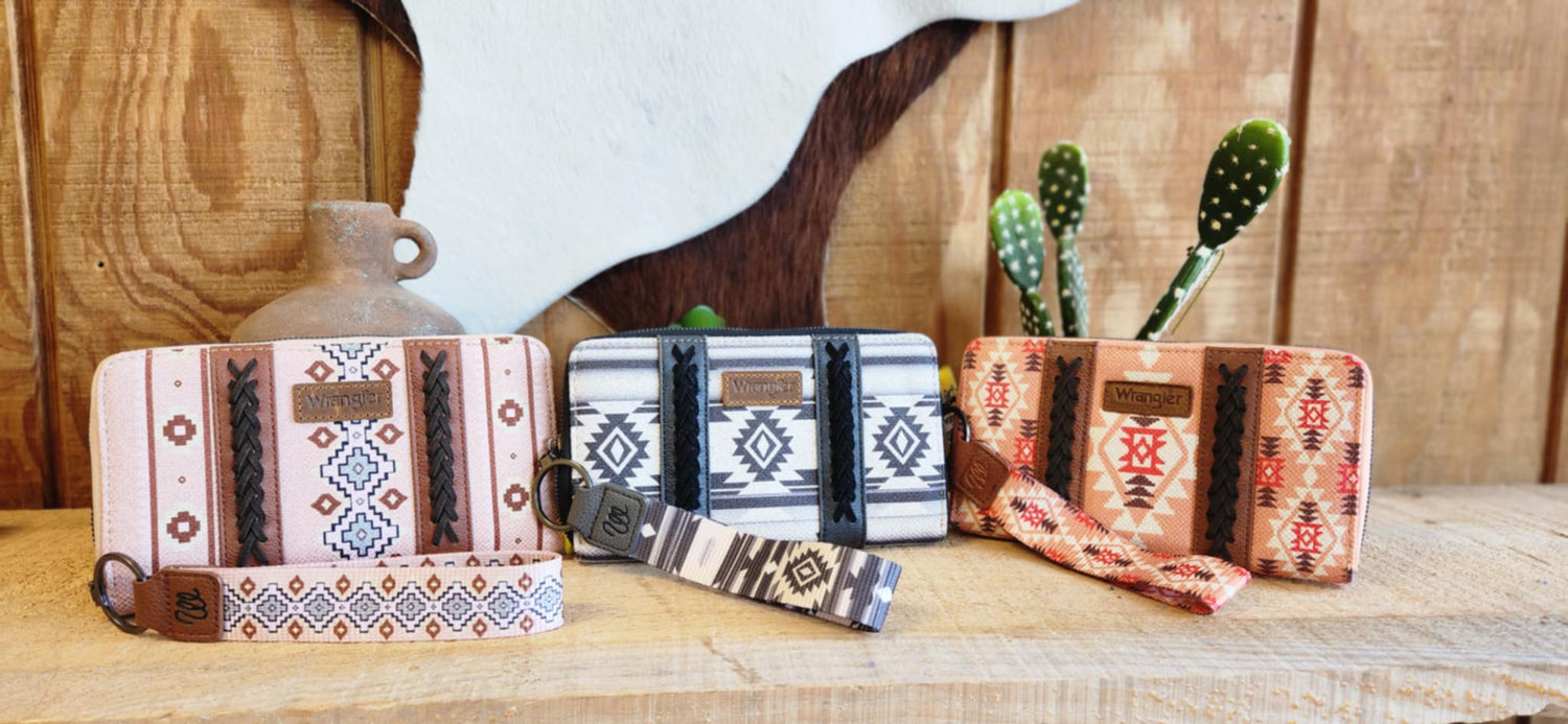 Western wallet with intricate leather detailing and a classic design.