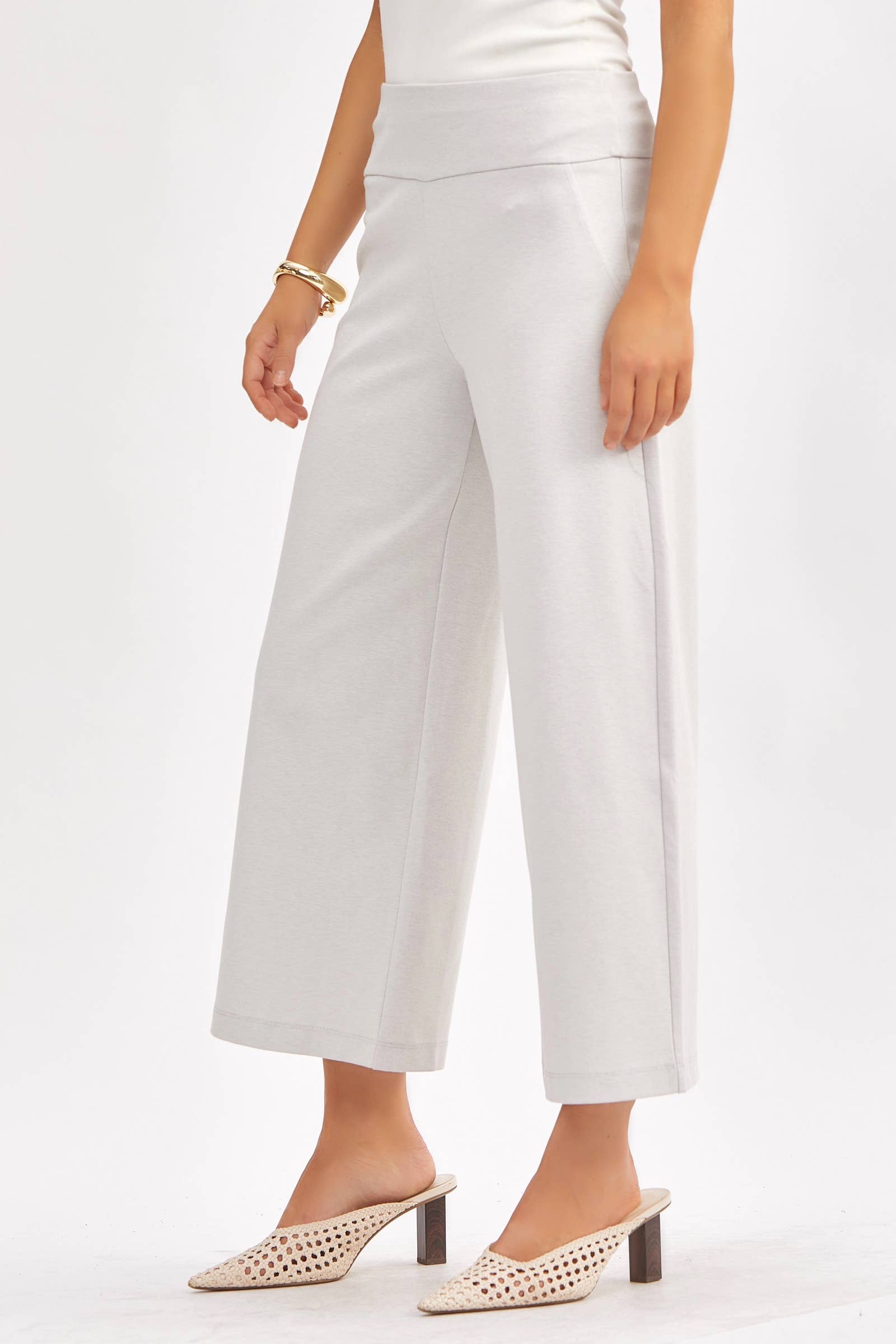 Magic Wide Cropped Pants: Pearl Gray Pants Dear Scarlett