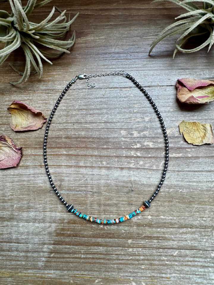 Sterling Silver Pearl Choker with Extra Turquoise & Spiny Oyster Choker Shopify Collective The Bijoux FAB Jewelry The Bijoux FAB Jewelry