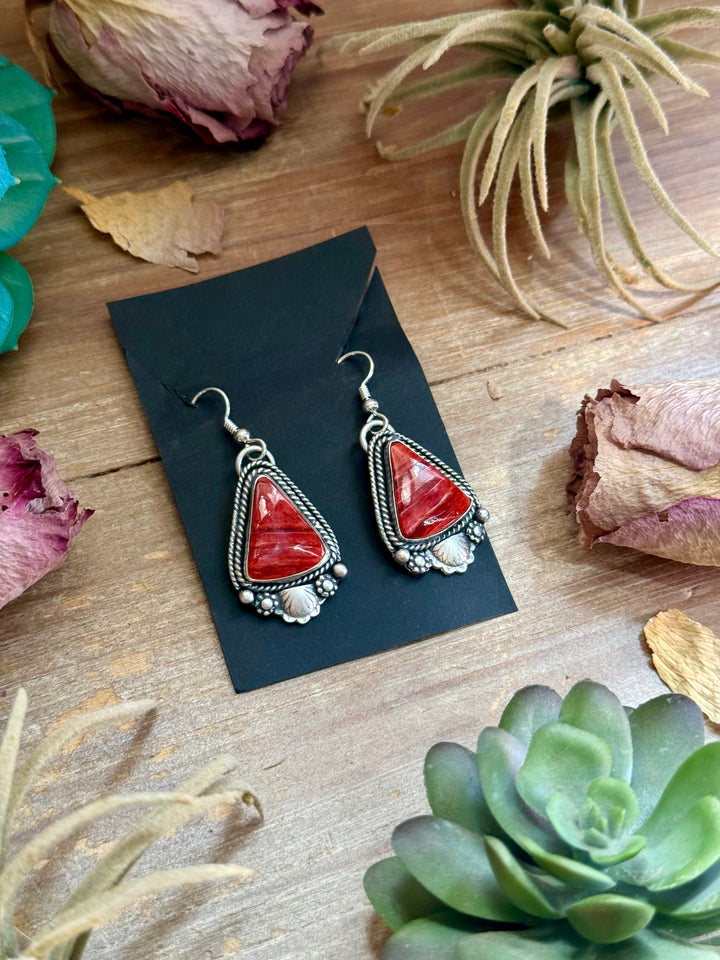62 - Sterling Silver Red Spiny Oyster Dangle Earrings by Shay Pfeiffer Earrings Shopify Collective The Bijoux FAB Jewelry The Bijoux FAB Jewelry