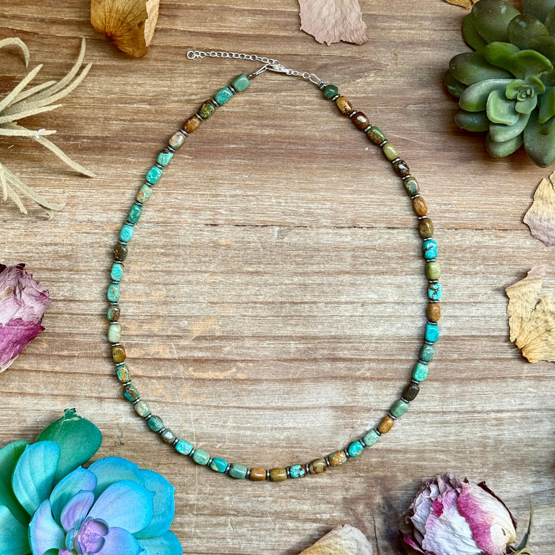18” Turquoise Tube Necklace – Sterling Silver & Hematite Necklaces Shopify Collective The Bijoux FAB Jewelry The Bijoux FAB Jewelry