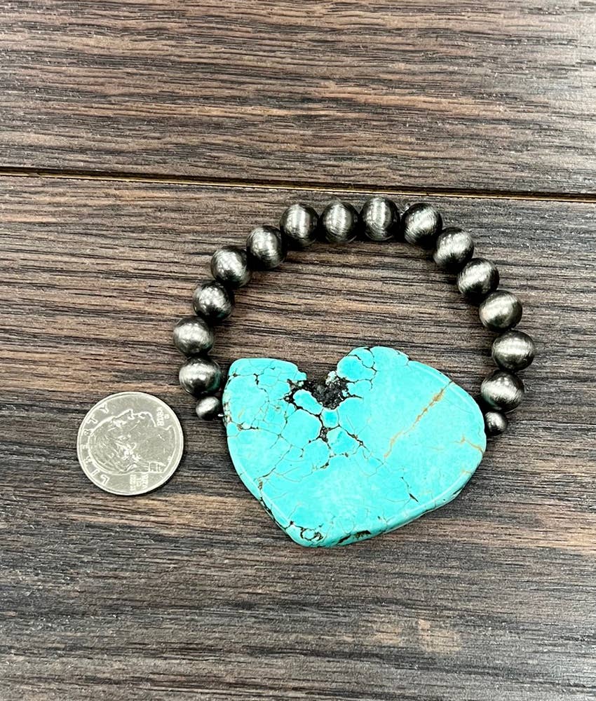 711671, Handmade Big Navajo Slab Stretch Bracelet Bracelet ISAC Trading Inc