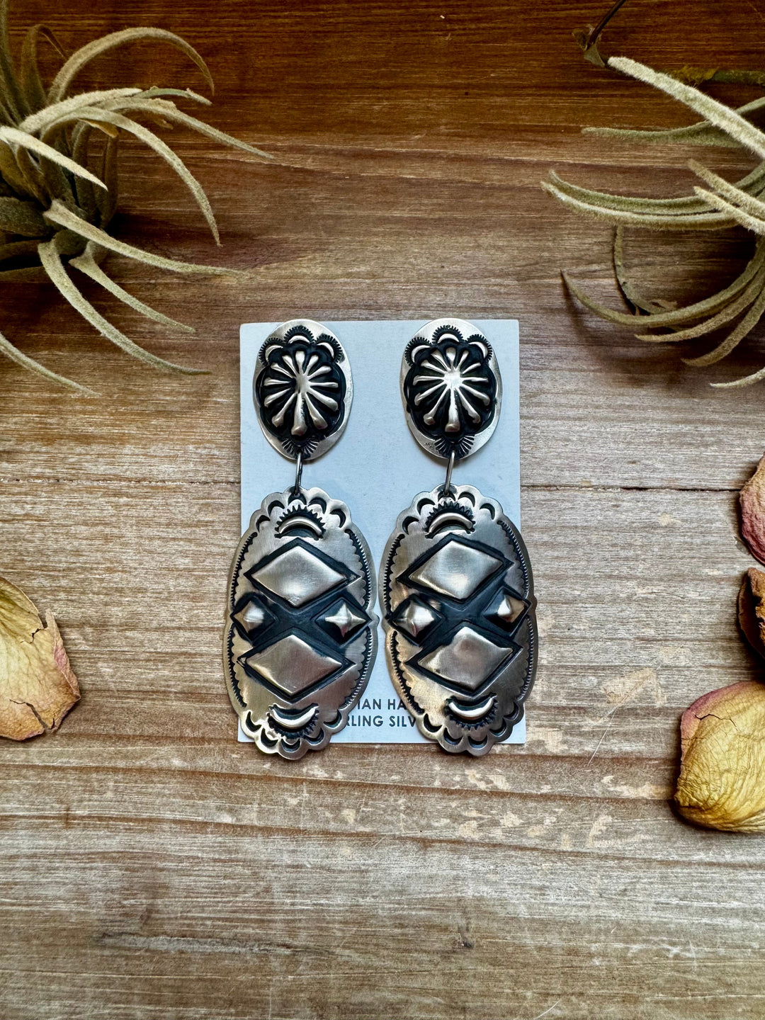 Sterling Silver Dangle Earrings – Native Made by Leander & Rhonda Largo, USA Earrings Shopify Collective The Bijoux FAB Jewelry The Bijoux FAB Jewelry