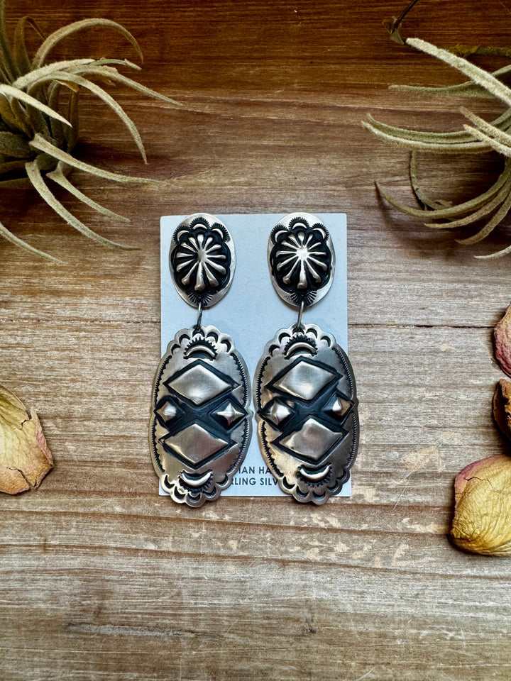 Sterling Silver Dangle Earrings – Native Made by Leander & Rhonda Largo, USA Earrings Shopify Collective The Bijoux FAB Jewelry The Bijoux FAB Jewelry