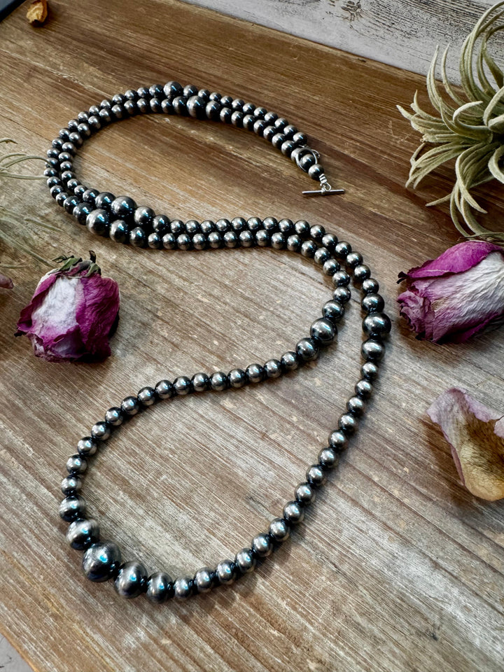 NFR Collection Necklace – Graduated Sterling Silver Pearls 8mm to 14mm 46.5" Necklaces Shopify Collective The Bijoux FAB Jewelry The Bijoux FAB Jewelry