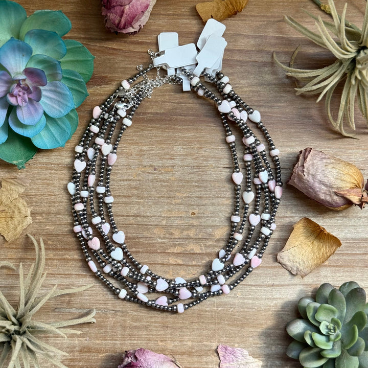 15” Pink Conch Heart Necklace – Sterling Silver Pearls Necklaces Shopify Collective The Bijoux FAB Jewelry The Bijoux FAB Jewelry