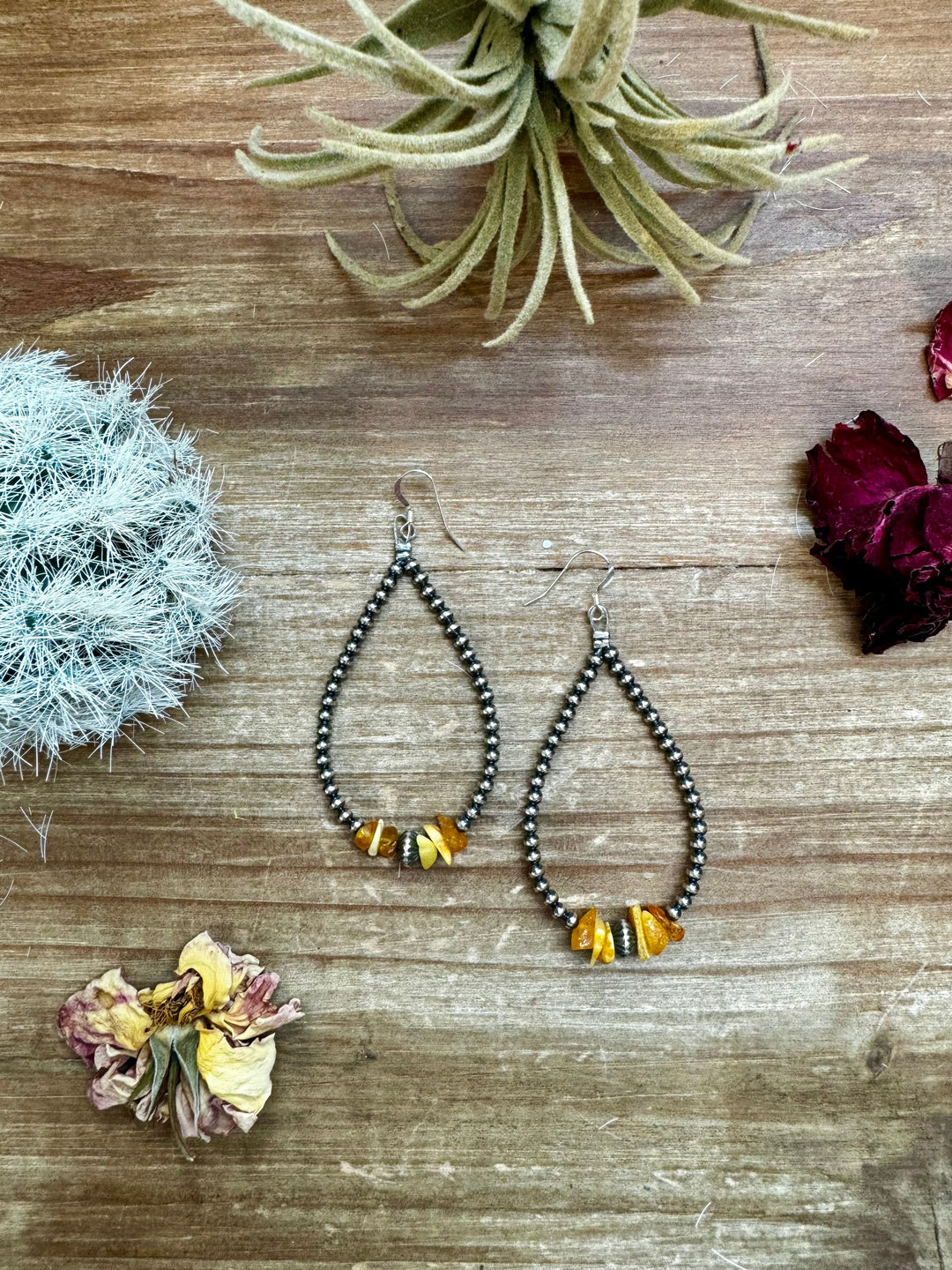 3 mm sterling silver pearls earrings teardrop with yellow amber Earrings Shopify Collective The Bijoux FAB Jewelry The Bijoux FAB Jewelry